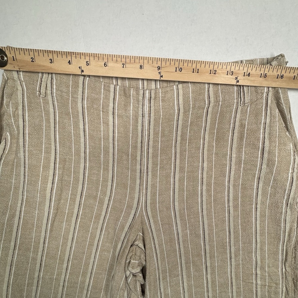 J. Jill Cropped Capri Linen Blend Pants Womens Petite M Pockets Elastic Slit Tan - Picture 4 of 11